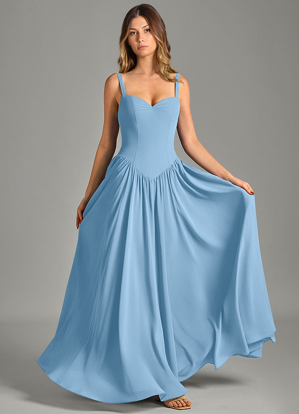 Azazie Evadina Suknie dla druhen Linia A Gorset Szyfon Do ziemi Sukienka image1