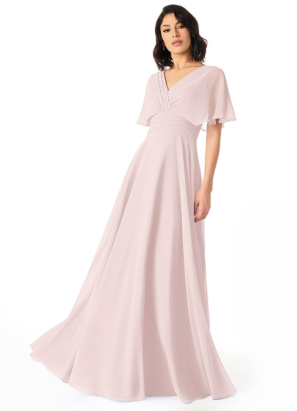Azazie Pamela Abiti da Damigella Abito A-Line in Chiffon con Scollo a V a Pieghe Rosa Rossore image1