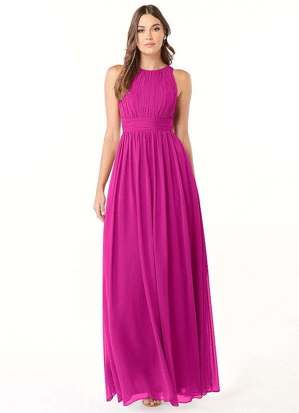 Azazie Luz Bridesmaid Dresses Fuchsia A-Line Lace Chiffon Dress image1