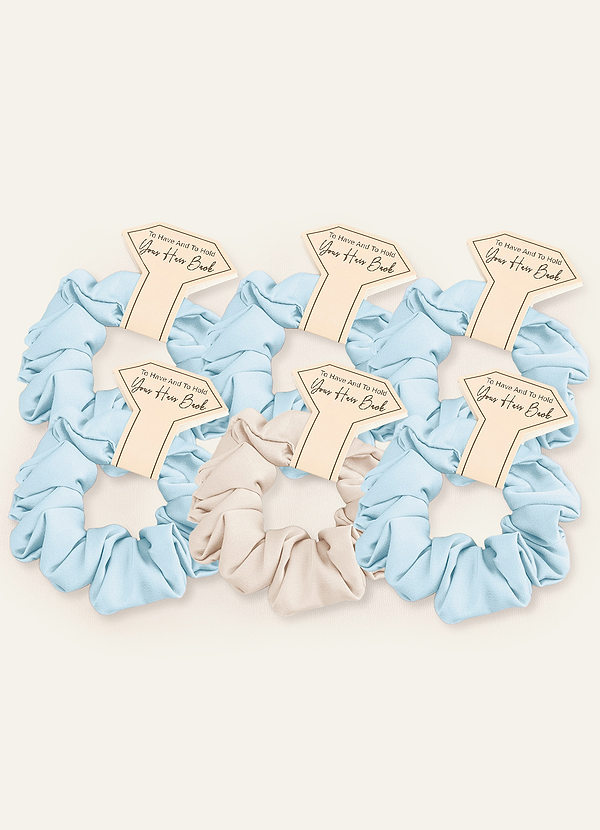 front Matching Color Six-Piece Mixed Color Bridesmaid Stretch Satin Regular Size Scrunchie Set