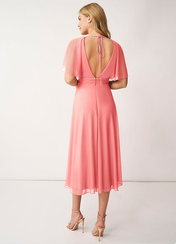 Coral Tea Length Bridesmaid Dresses Starting at $79 | Azazie