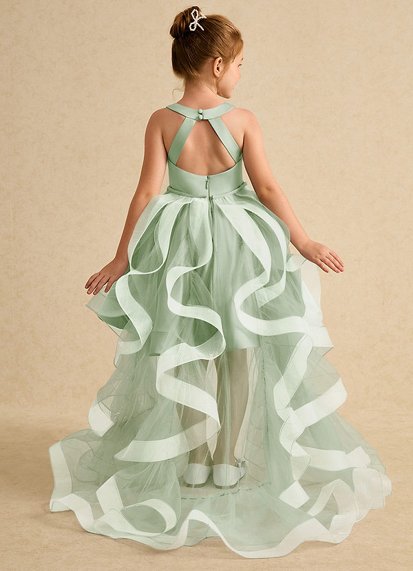 Azazie Julietta Blumenkinder Kleider Ballkleid Cabrio Tüll Kleid Staubiger Salbeigrün image1