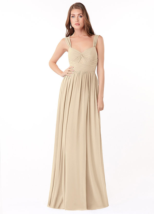 Azazie Maree Bridesmaid Dresses A-Line Lace Chiffon Floor-Length Dress image1