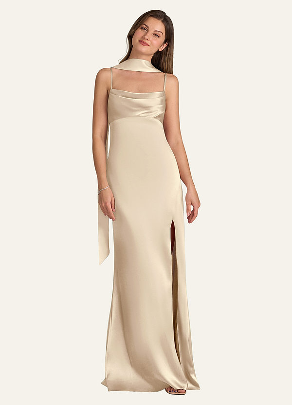 front Azazie Matching Color Matte Satin Scarf