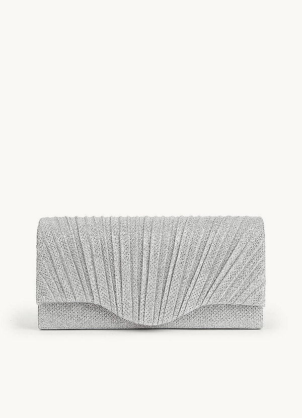 front Shimmer Pleated Flap Clutch