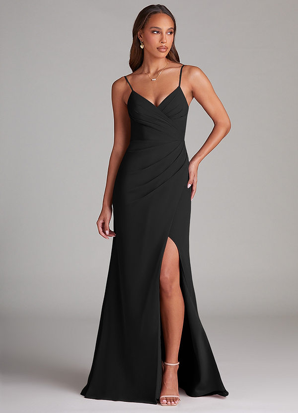 Maci Black Sheath Pleated Chiffon Dress image1
