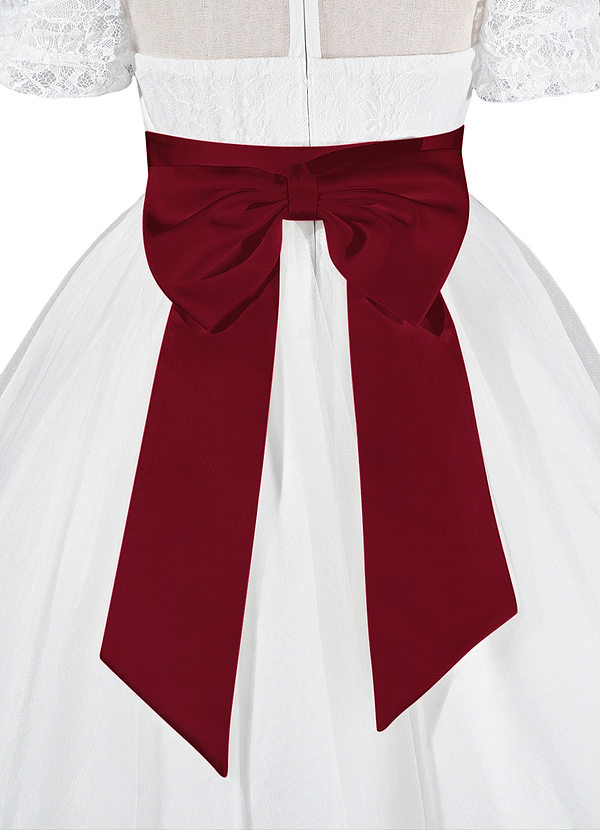 front Matching Color Matte Satin Sash with Back Bow