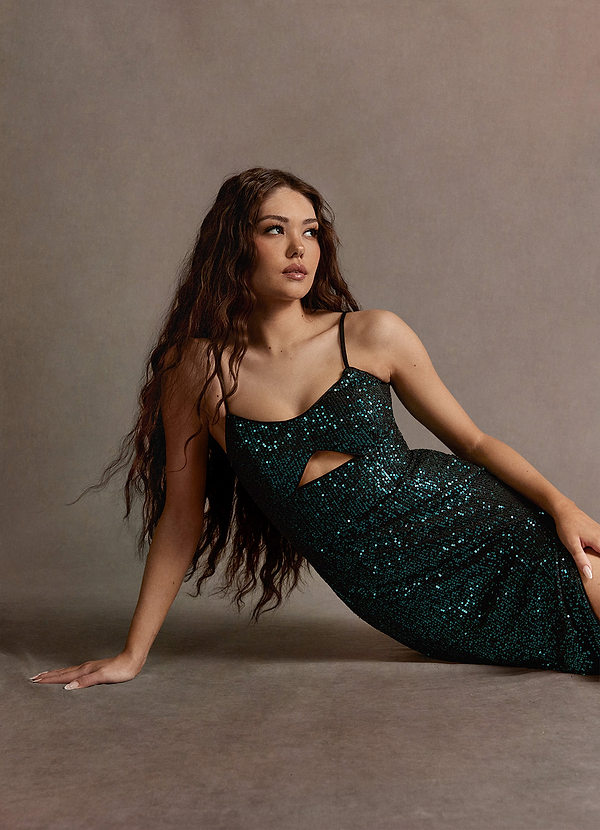 Drea Peacock Sequin Keyhole Gown image1