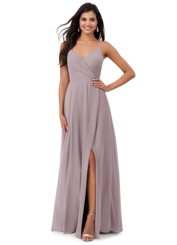 Azazie Lennon Bridesmaid Dresses Dusk A-Line Lace Chiffon Dress image1