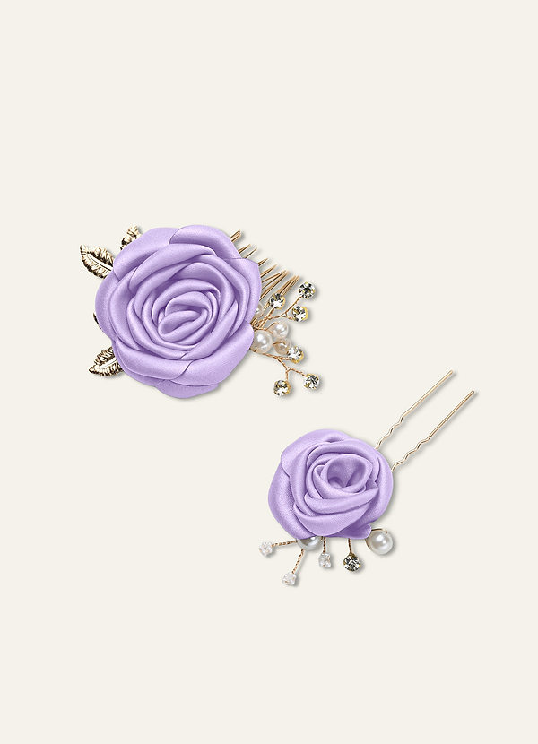 front Matching Color Matte Satin Rose Hairpin Set