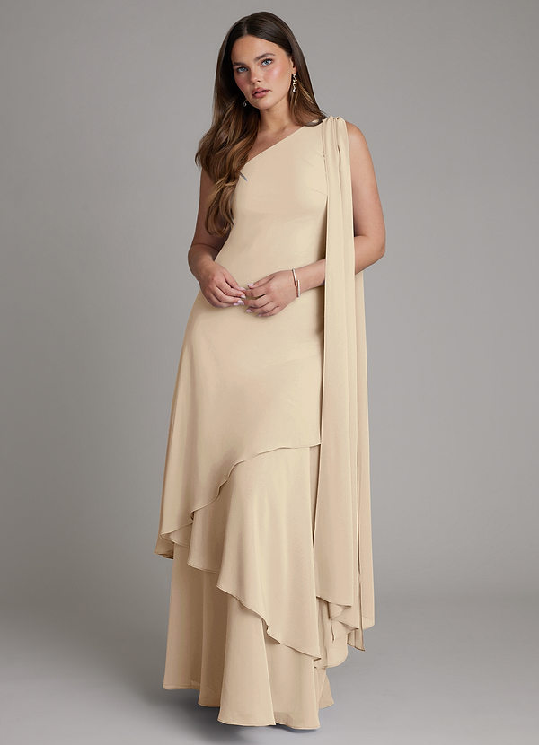 Azazie Monique Suknie dla druhen Linia A Jedno ramię Szyfon Do ziemi Sukienka image1