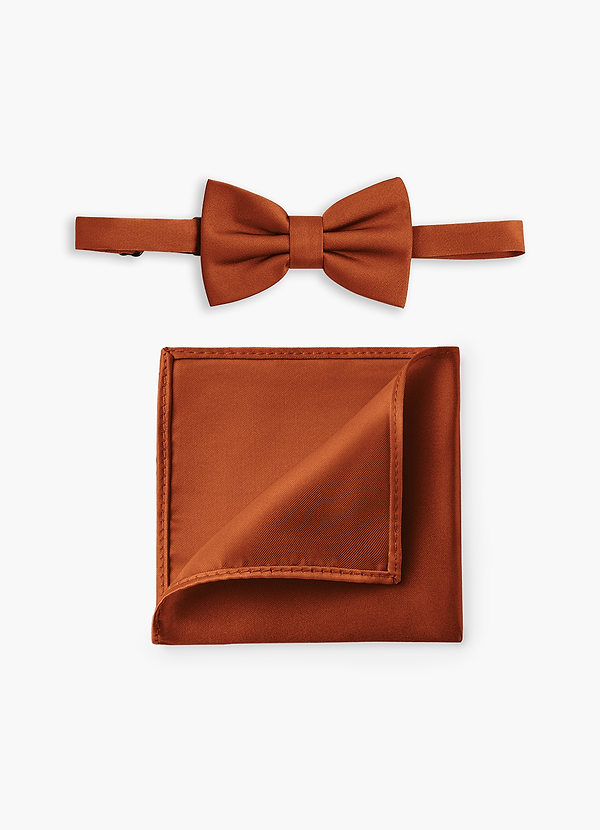 front Set composto da papillon regolabile in raso elasticizzato e fazzoletto da taschino per ragazzo.