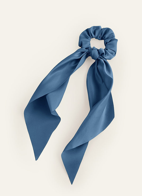 front Matching Color Matte Satin Hair Scarf Scrunchie