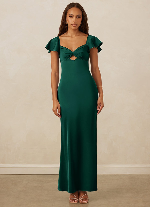 Christian Siriano Bridal for Azazie 1005 Bridesmaid Dresses Emerald Sheath Sweetheart Neckline Stretch Satin Dress image1