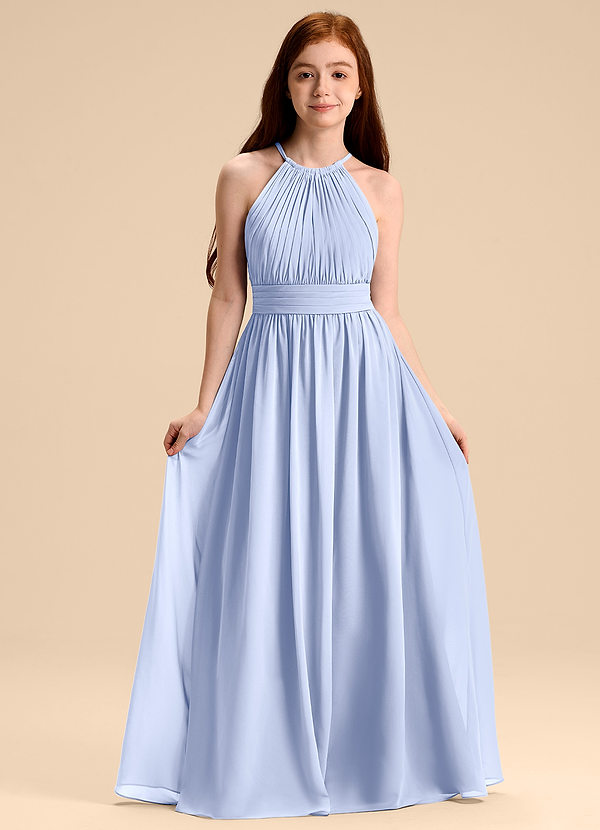 Azazie Malone Junior A-Linie Plissee Chiffon Kleid Eis image1