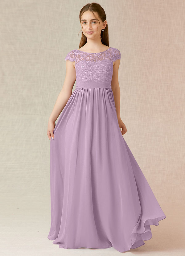 Square Long Junior Bridesmaid Dress With Cascade Skirt Azalea