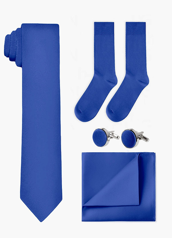 front Conjunto de corbata ancha, pañuelo de bolsillo, gemelos y calcetines a juego