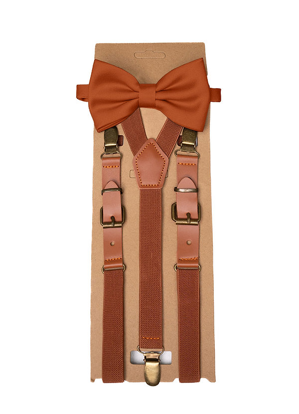 front Ensemble nœud papillon et bretelles pré-noués en satin mat assorti