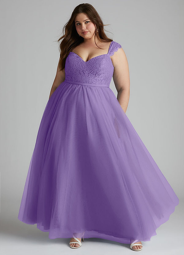 Azazie Luxi Bridesmaid Dresses Tahiti A-Line Pleated Tulle Dress image1