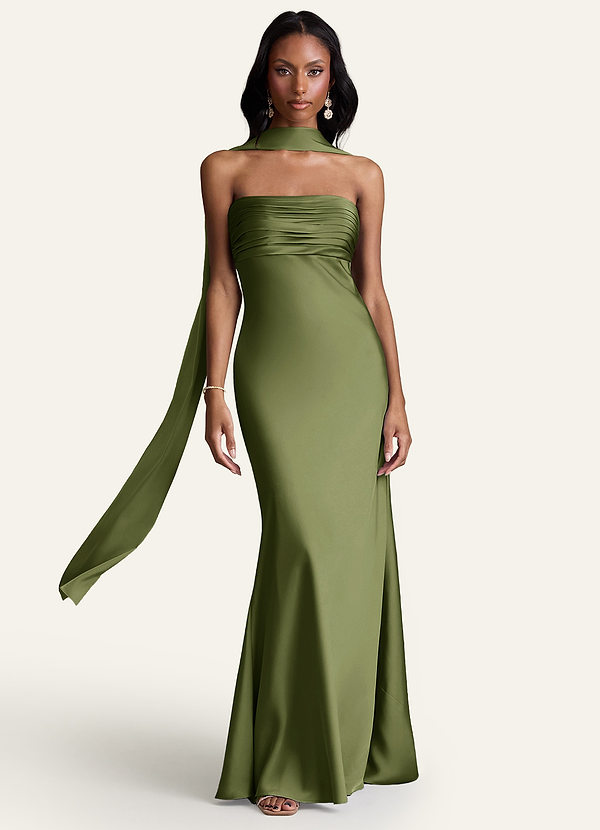 front Azazie Matchende farve stretch satin tørklæde