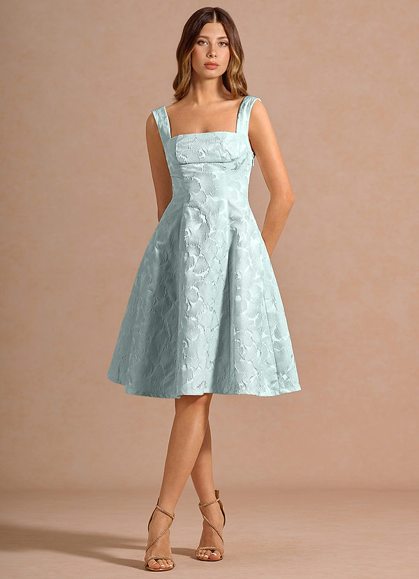 Azazie Mini Dresses A-Line Formal Dresses Square French Blue