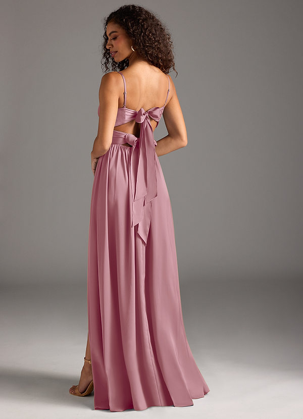 Azazie Zeya Bridesmaid Dresses Vintage Mauve A-Line Pleated Stretch Satin Dress image1