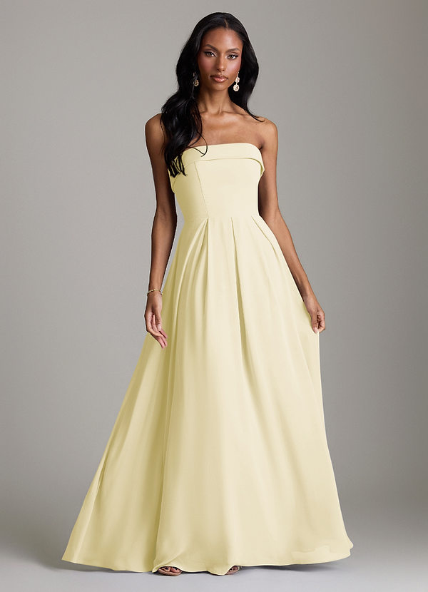 Azazie Lucienne Bridesmaid Dresses Lemon Sorbet A-Line Strapless Chiffon Convertible Dress image1