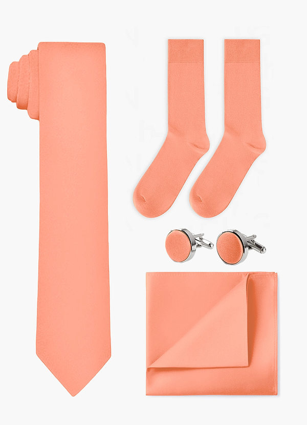 front Conjunto de corbata ancha, pañuelo de bolsillo, gemelos y calcetines a juego