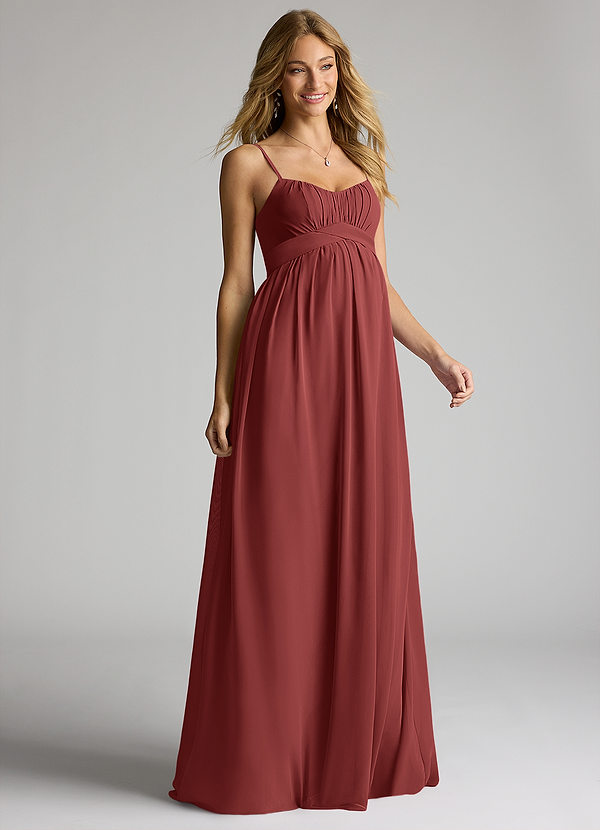 Azazie Llana Maternity Bridesmaid Dresses A-Line Chiffon Floor-Length Dress image1