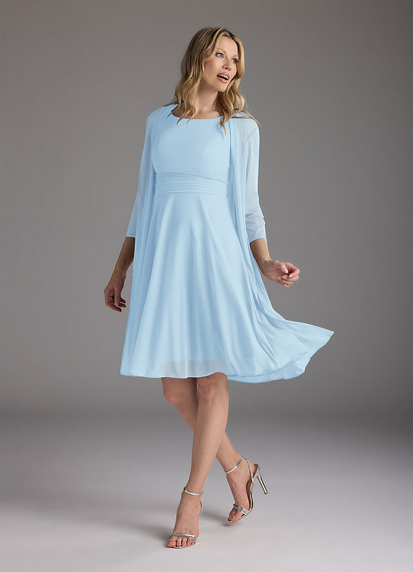 Azazie Sunny Brautmutterkleider A-Linie Plissee Gittergewebe Kleid Himmelblau image1
