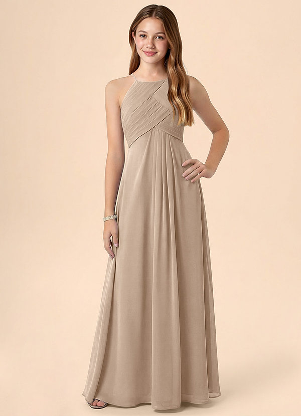 Azazie Ginny Junior Klä av A-Line i Chiffong Plisserad image1