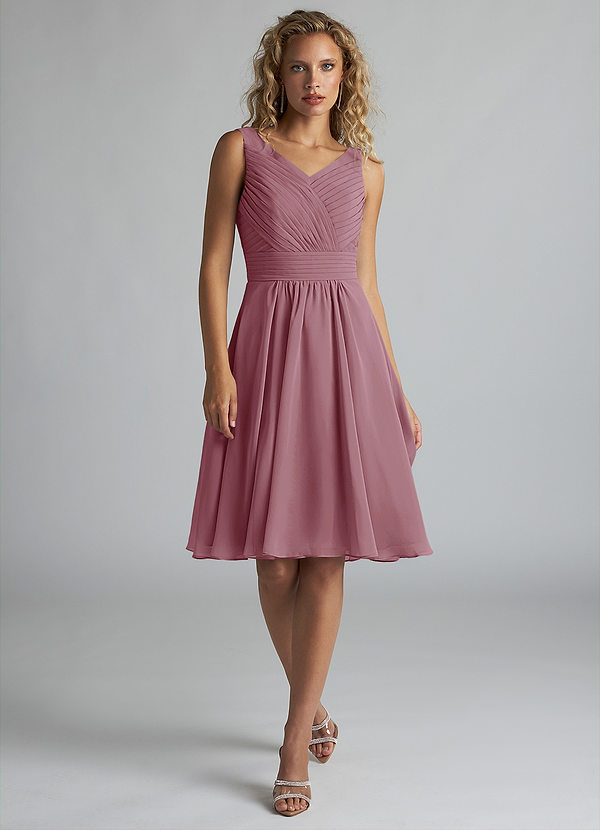 Azazie Grace Bridesmaid Dresses Vintage Mauve A-Line Pleated Chiffon Dress image1