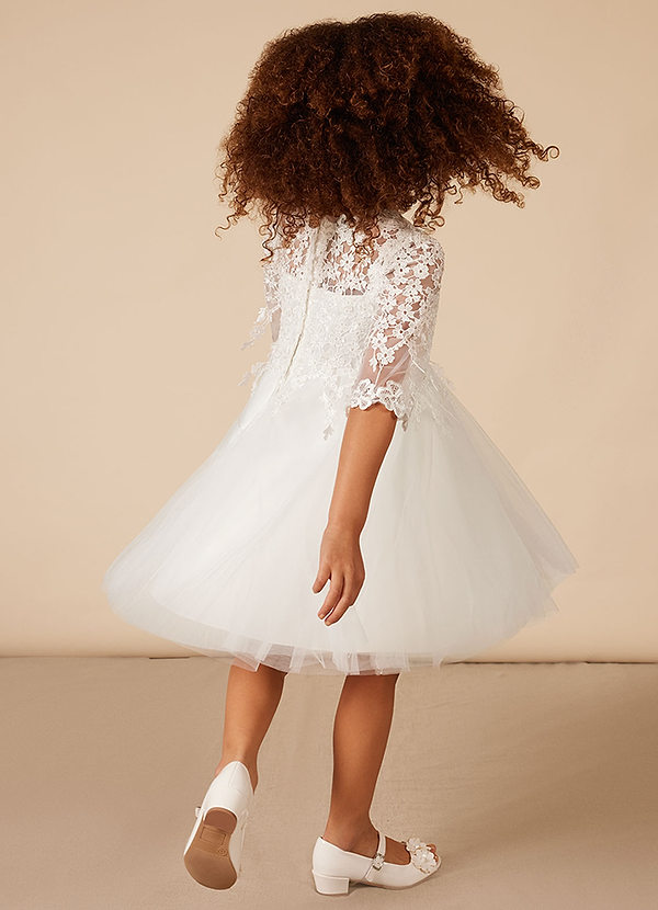 Azazie lindsay Flower Girl Dresses Ball-Gown Lace Tulle Knee-Length Dress image2