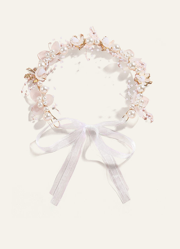 front Couronne de tête de perle florale de style princesse