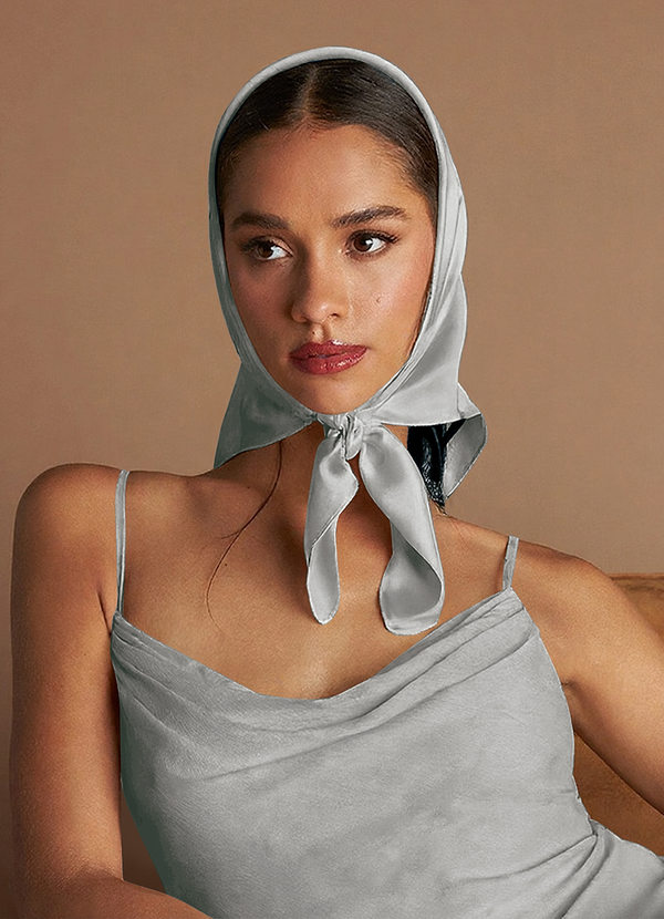 front Matching Color Stretch Satin Scarf