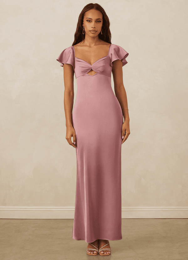 Christian Siriano Bridal for Azazie 1005 Bridesmaid Dresses Dusty Rose Sheath Sweetheart Neckline Stretch Satin Dress image1