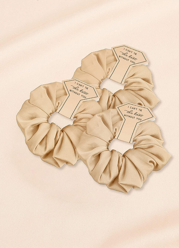 front Matching Color Three-Piece Bridesmaid Stretch Satin Over Size Scrunchie Set