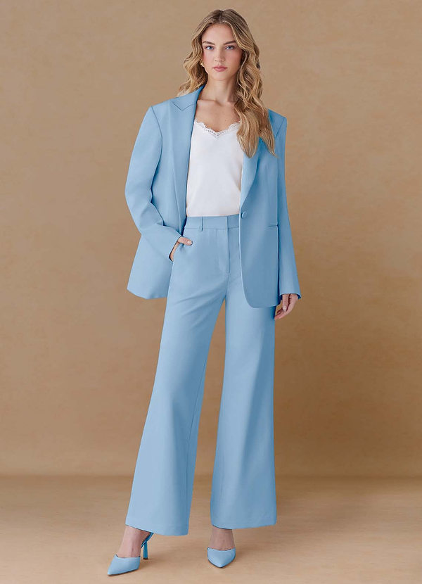 front Amelia Sky Blue Refined Weave Performance Oversized 2-Piece Suit