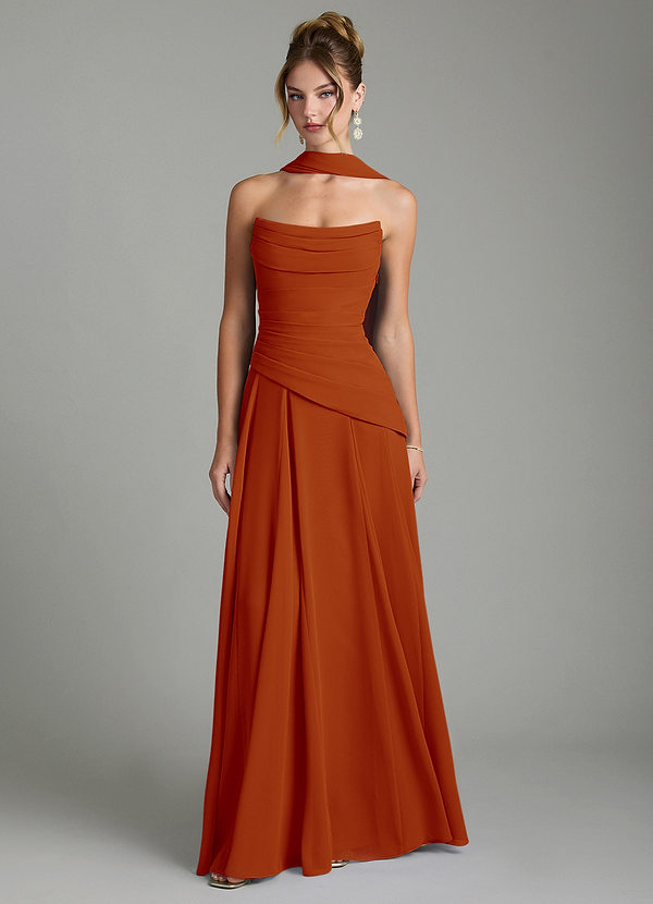Azazie Gabriela Bridesmaid Dresses Paprika A-Line Corset Chiffon Dress image1