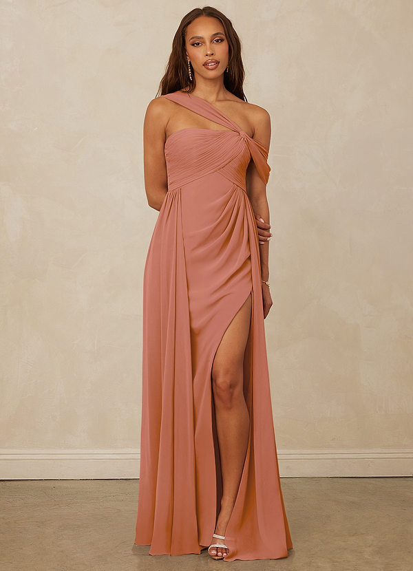 Christian Siriano Bridal for Azazie 1014 Robes Demoiselle d'honneur Robe A-Ligne En Chiffon Drapée À Une Épaule image1