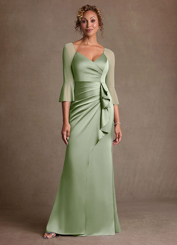 Azazie Nampa Klänningar till brudens mor Klä Tubklänning i Maska Plisserad Dusty Sage image1
