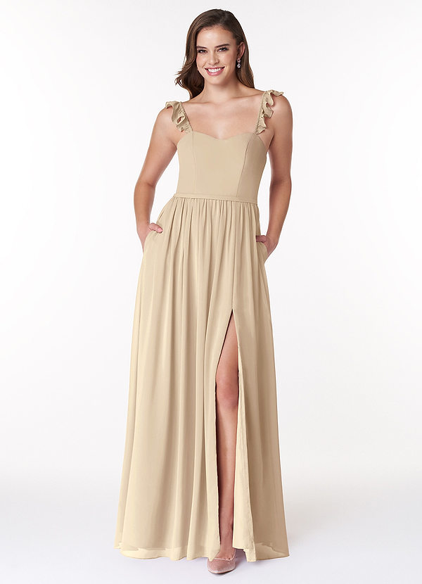 Azazie Metz Bridesmaid Dresses A-Line Sweetheart Ruched Chiffon Floor-Length Dress image1