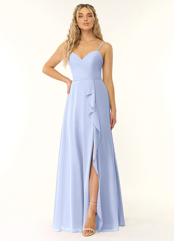Azazie Naeem Bridesmaid Dresses Ice A-Line V-Neck Ruffle Chiffon Dress image1