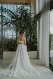 Azazie Devi Diamond White A-Line V-Neck Lace Tulle Dress Ready to Ship | Azazie Azazie Devi Diamond White A-Line V-Neck Lace Tulle Dress Ready to Ship | Azazie