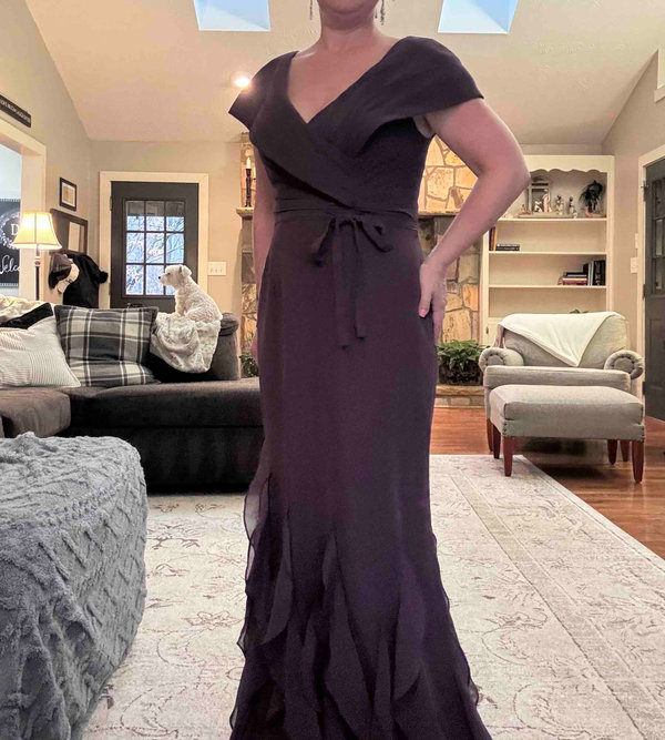 Azazie Bailora Steel Blue Mermaid Ruched Chiffon Dress Azazie UK