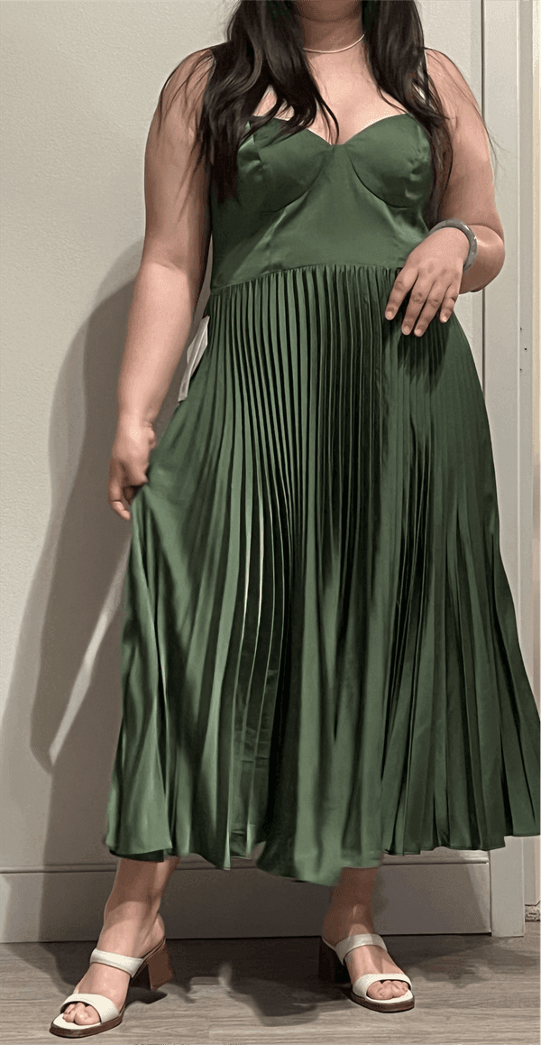 Emma Cream Pleated Midi Dress | Azazie