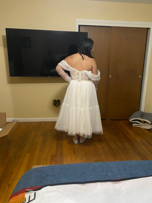 Azazie Vienna Diamond White Champagne A-Line Off-The-Shouler