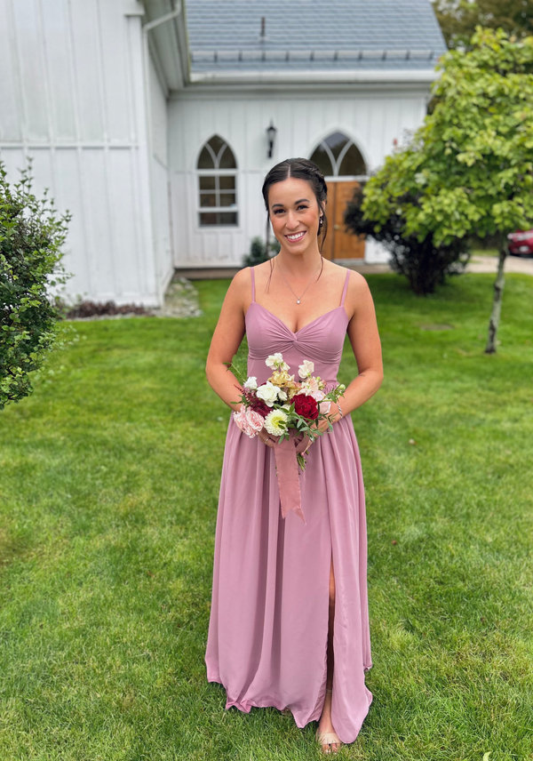 Maxi Dillards Dusty Rose Dress Azazie A-Line V-Neck Floor-Length Chiffon Bridesmaid  Dresses Dusty