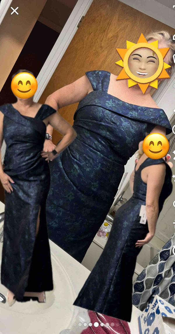 Upstudio Alesandro Dark Navy Mermaid Ruched Jacquard Dress