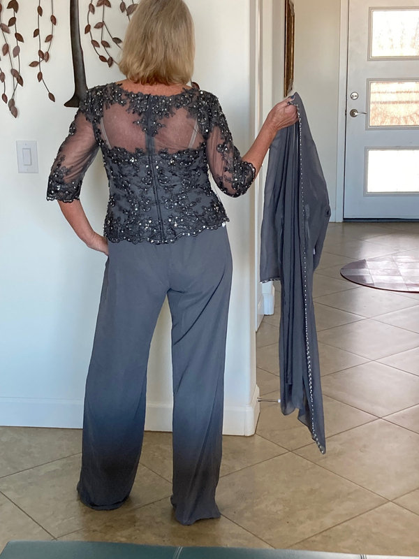 Azazie Florida Dark Navy Jumpsuit/Pantsuit Sequins Chiffon Dress